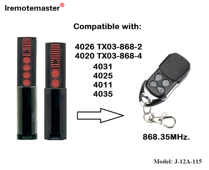 Para 4020 4026 TX03-868-4 Control remoto 868mhz TX03-8-4 Rolling Code