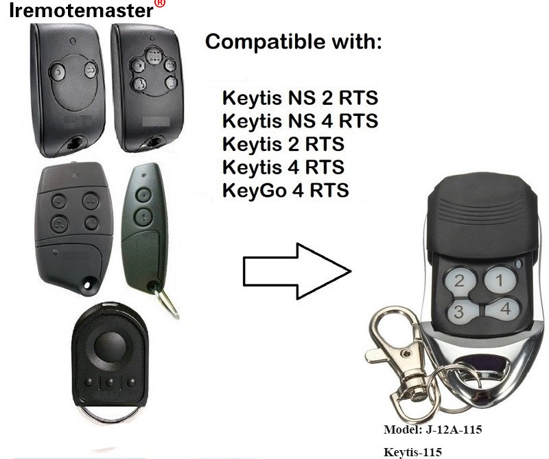 Mando a distancia para puerta de garaje Keytis NS 2 RTS Keytis NS 4 RTS 433,42 MHz