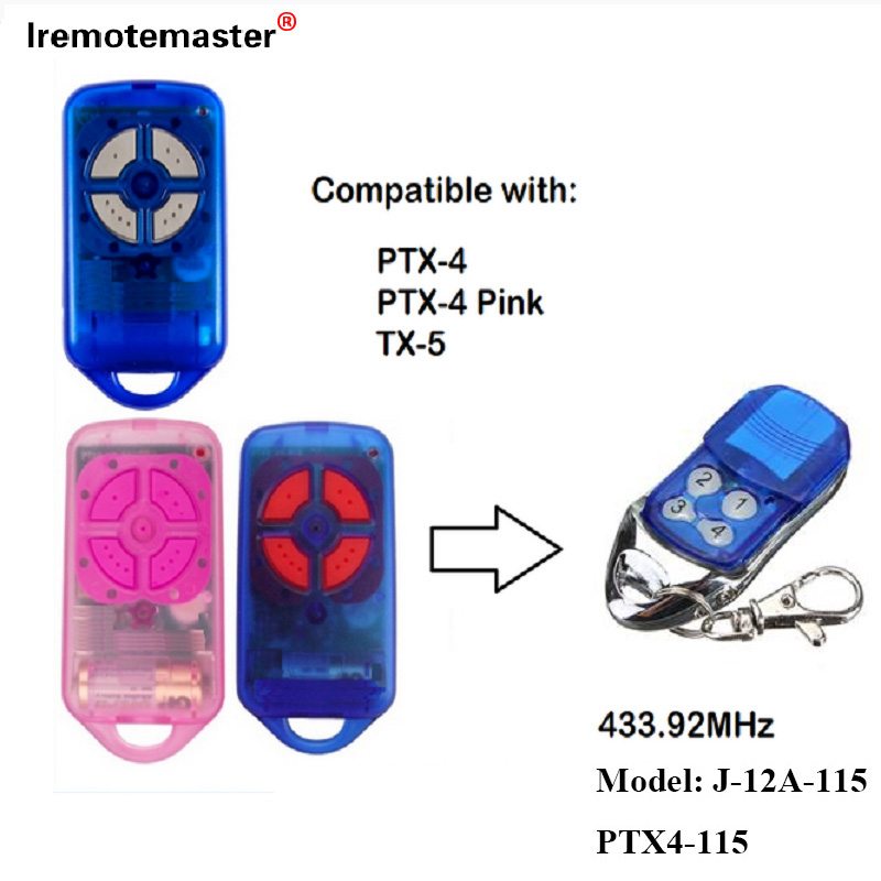 Para control remoto PTX4 433,92 MHz Rolling Code para porta de garaxe